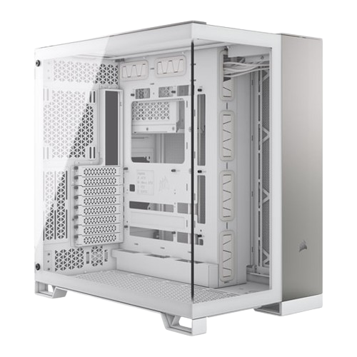 Corsair 6500X White/Satin Gray Aluminum Dual Chamber Tempered Glass Mid ...
