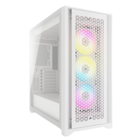 CORSAIR iCUE 5000D RGB Airflow, 3x AF120 RGB ELITE Fans, iCUE Lighting Controller, True White Mid Tower Case