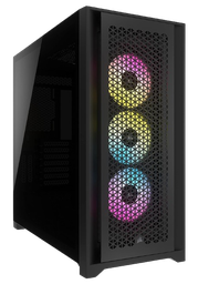CORSAIR iCUE 5000D RGB Airflow Mid-Tower Case, Black - 3x AF120 RGB ELITE Fans - iCUE Lighting Node PRO Controller - High-airflow Design