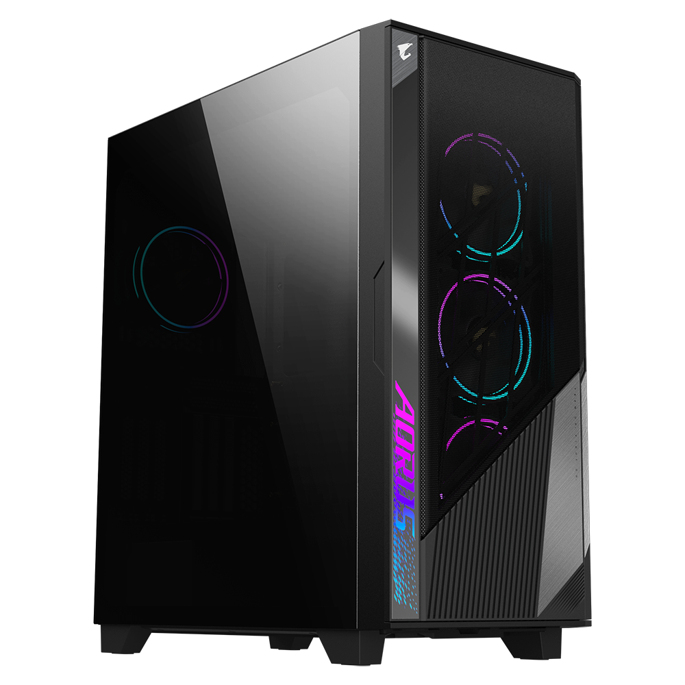 Gigabyte AORUS C500 GLASS - Black Mid Tower PC Gaming Case, Tempered Glass, USB Type-C, 4x ARBG Fans Included (GB-AC500G ST)