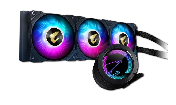 Gigabyte AORUS WATERFORCE 360 AIO Liquid CPU Cooler, 360mm Radiator with 3x120mm Low Noise ARGB Fans, Rotatable ARGB Lighting Panel Design, Compatible with Intel LGA1700 (GP-AORUS WATERFORCE 360), Black