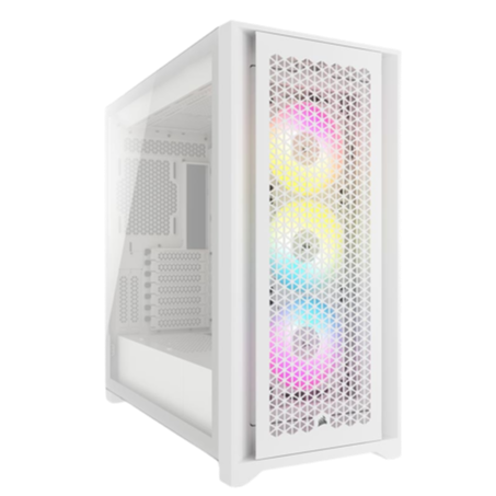 CORSAIR iCUE 5000D RGB Airflow Mid-Tower Case, True White - 3x AF120 RGB ELITE - White Fans - iCUE Lighting Node PRO Controller - High-airflow Desig