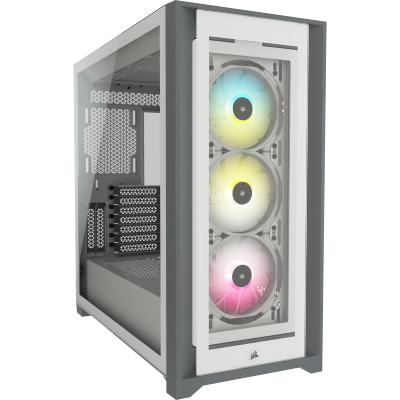 Corsair iCUE 5000X RGB Tempered Glass Mid-Tower ATX PC Smart Case - White