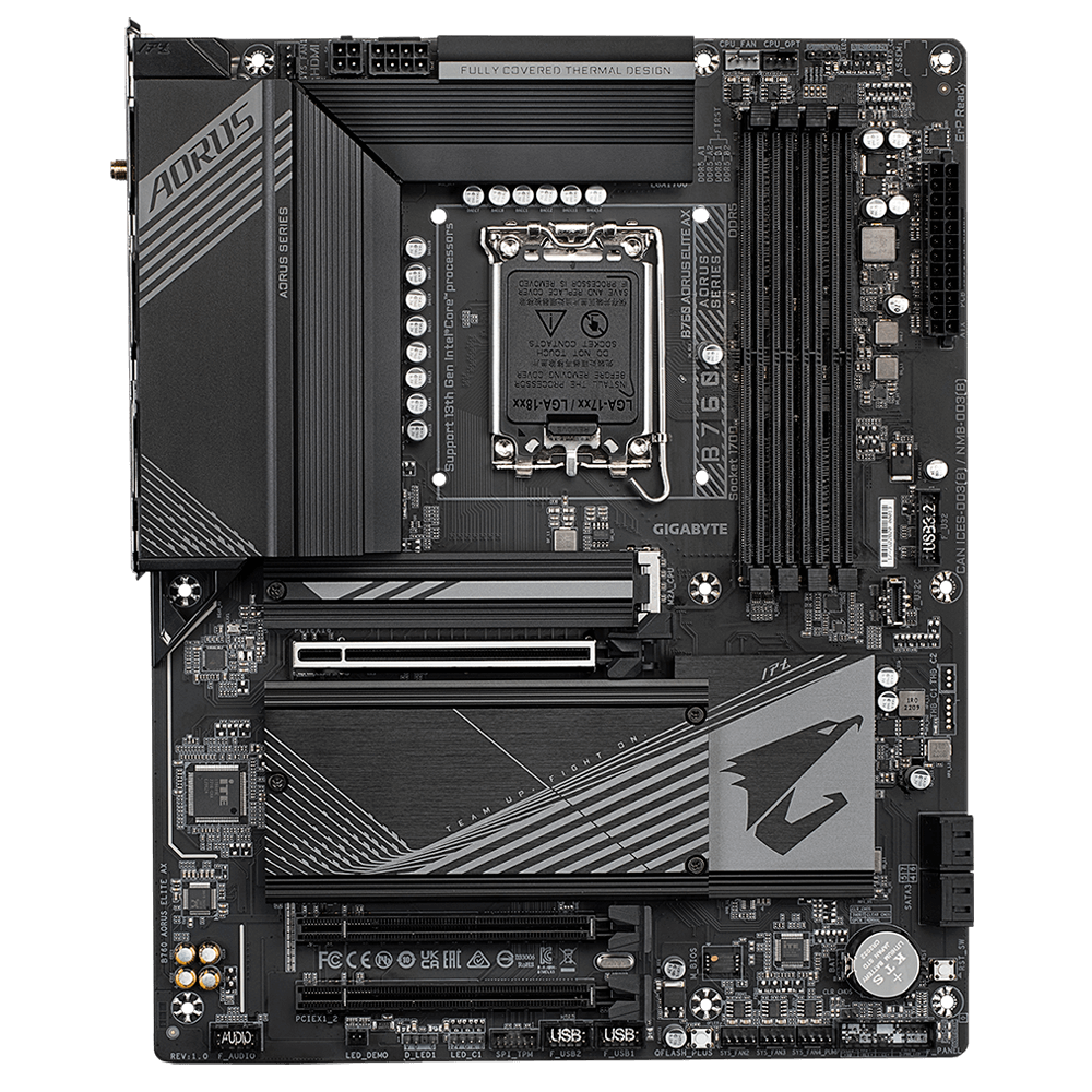 GIGABYTE B760 AORUS ELITE AX LGA 1700 Intel B760 ATX Motherboard with DDR5, Triple M.2, PCIe 4.0, USB 3.2 Gen2X2 Type-C, WiFi 6E, 2.5GbE LAN, Q-Flash Plus, PCIe EZ-Latch