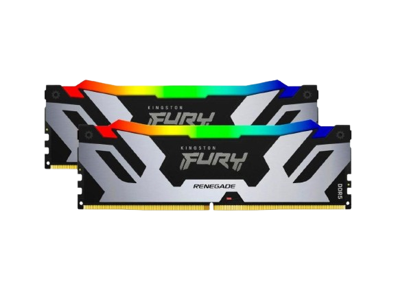 Kingston FURY Renegade RGB 32GB (16GB x2) DDR5 6400MT/s Silver/Black Memory - KF564C32RSAK2-32