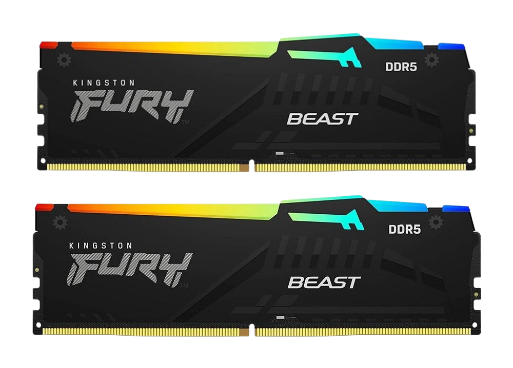 Kingston FURY Beast RGB 32GB (16GB x2) DDR5 6400MT/s DIMM XMP Black Memory